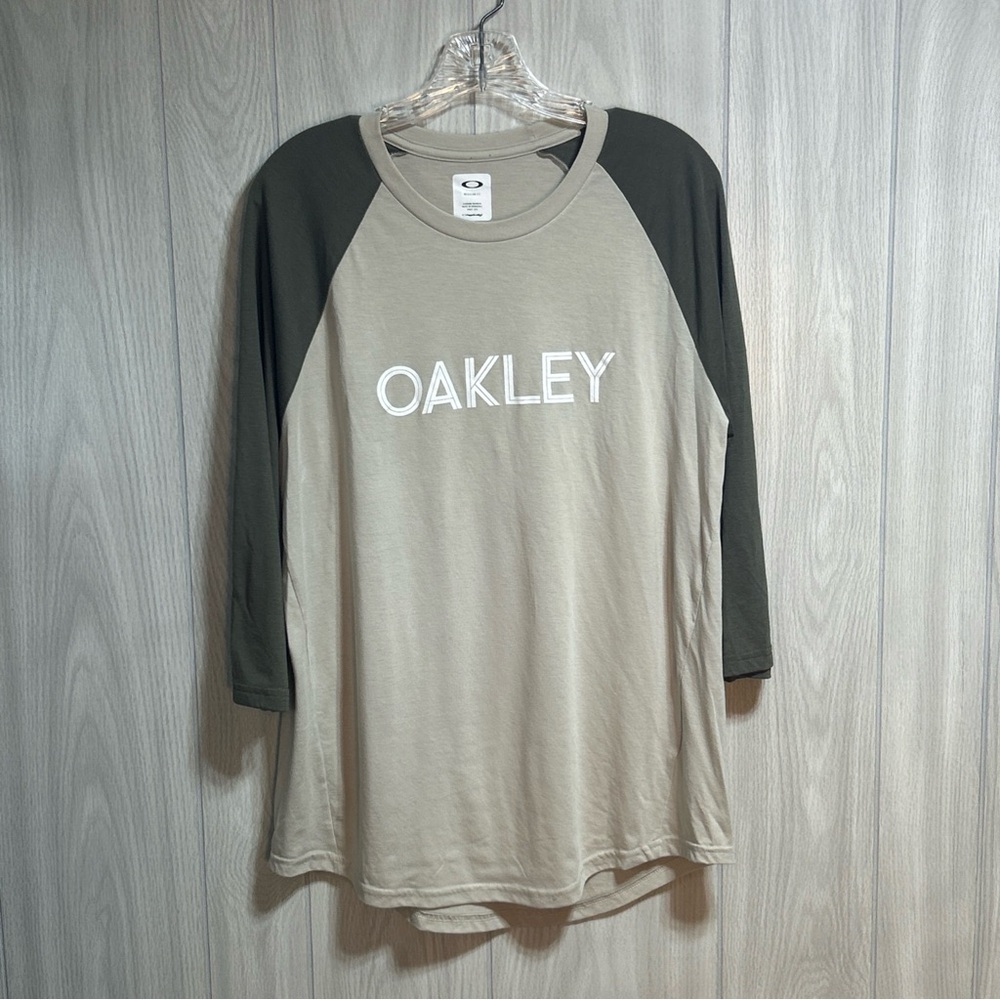 Oakley Tan And Green 3/4 Sleeve Shirt Size Large